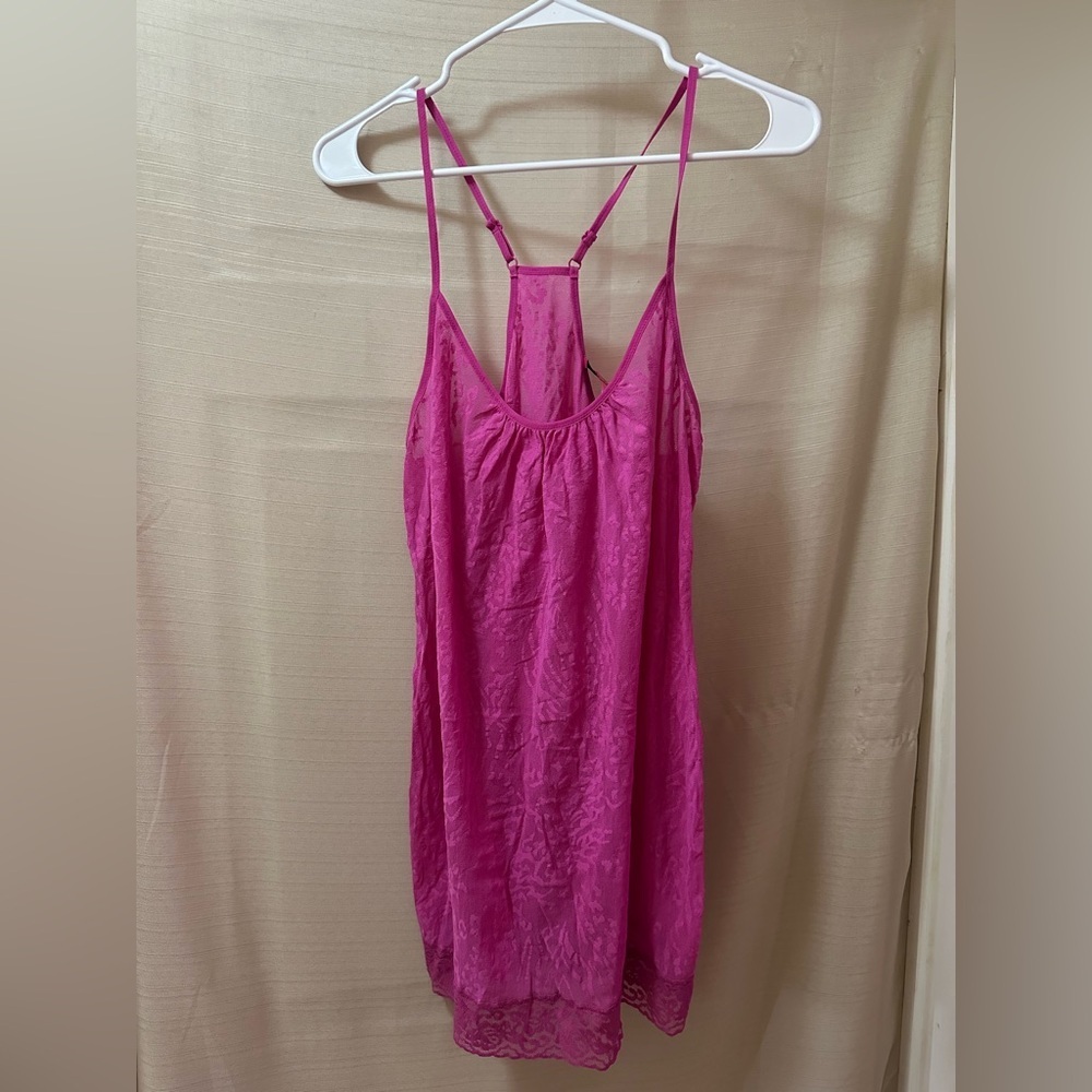 Betsy Johnson Intimates Pink Lace Trim Chemise Nightgown Size L Animal Print